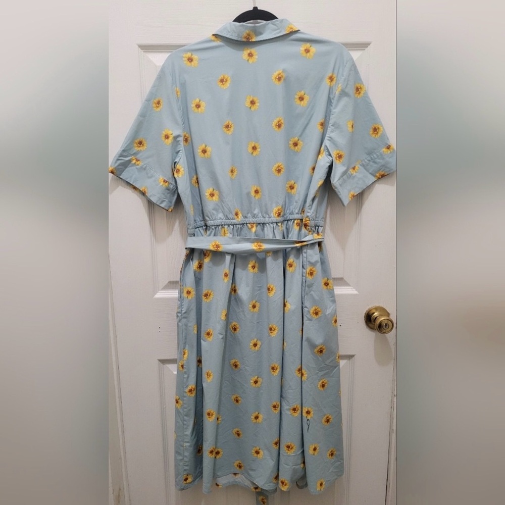 Jason Wu Floral Cotton Blend Shirt Dress - Picture 3 of 5